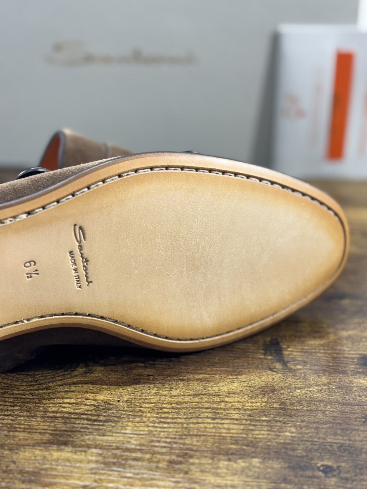 Santoni Scarpa Uomo Mocassino  Suede Doppia Fibbia  Luxury Men Santoni Shoes 6.5