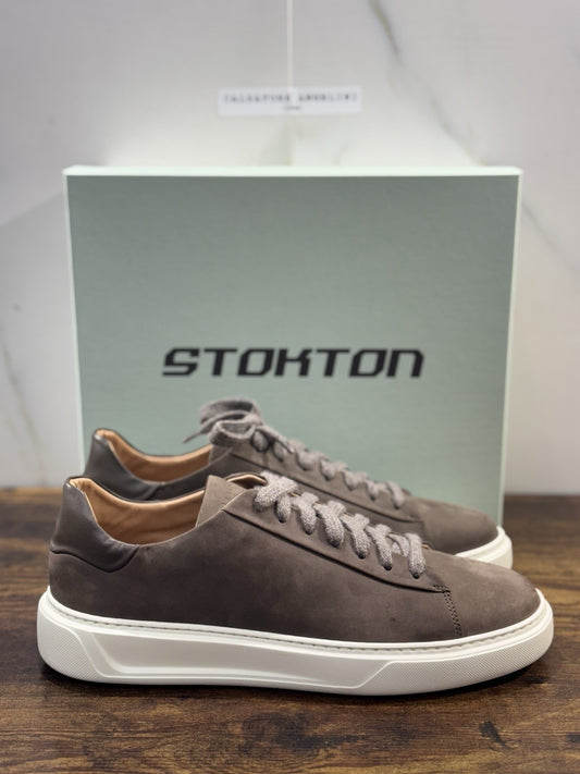 Stokton Sneaker Pelle Nabuk Taupe  100% Made In Italy Uomo 44