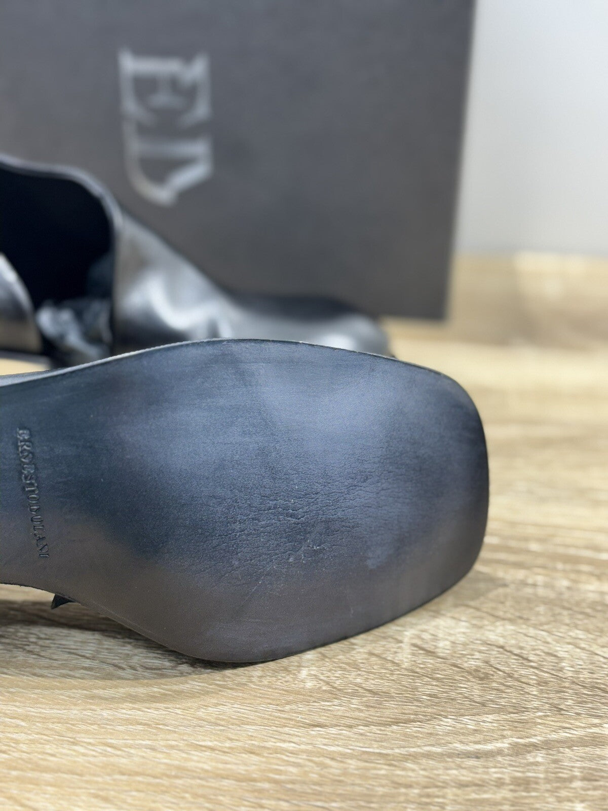 Ernesto Dolani  Scarpa  Donna Mocassino Con Tacco Pelle Nera  Luxury Handmade 41