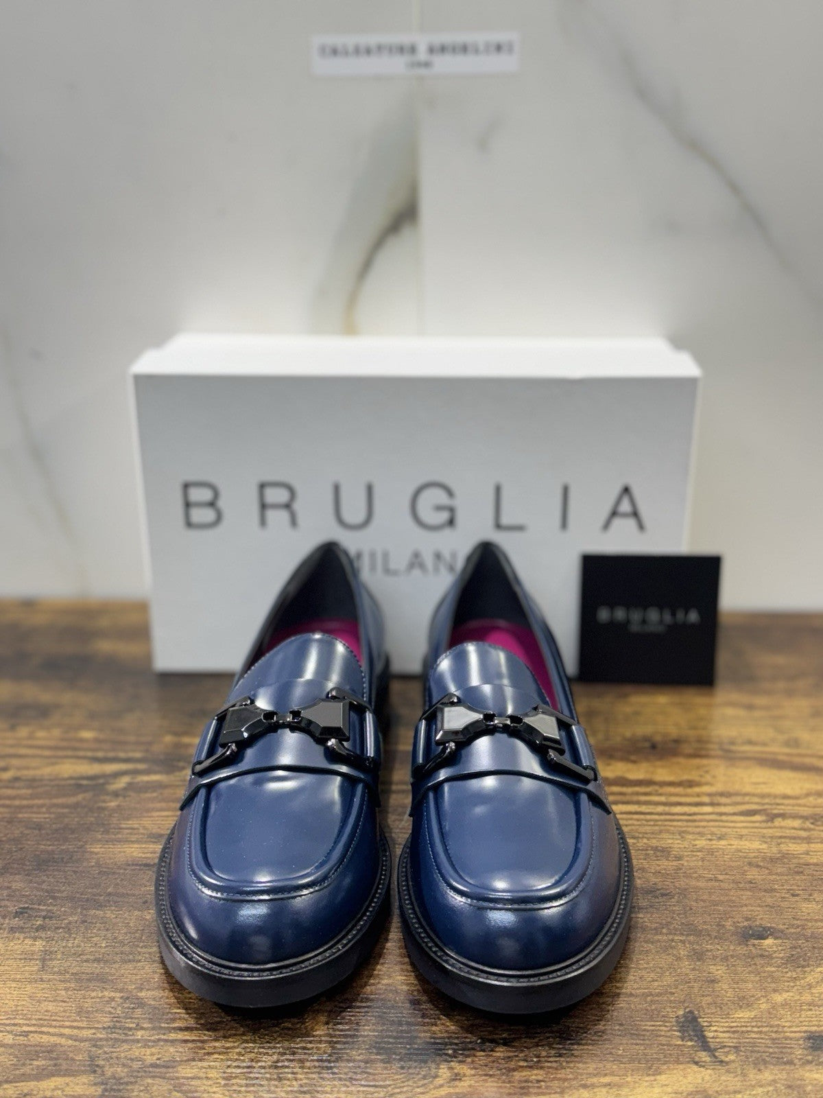Bruglia Milano Mocassino Blu    Pelle  Top Quality Scarpe Donna 39