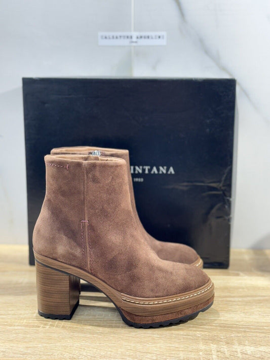 Pons Quintana Stivaletto Donna Oliv B Suede Testa Moro  Con Tacco Luxury Boot 38