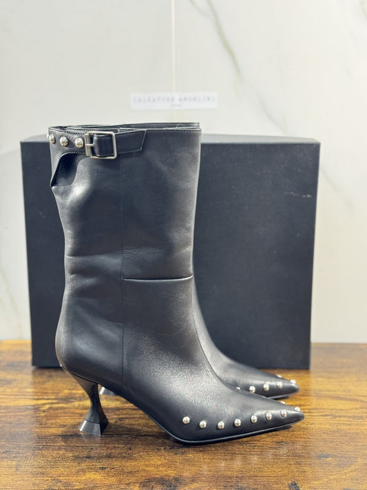 Strategia Stivale Donna Pelle Nero  Luxury Woman Boot Strategia 38.5