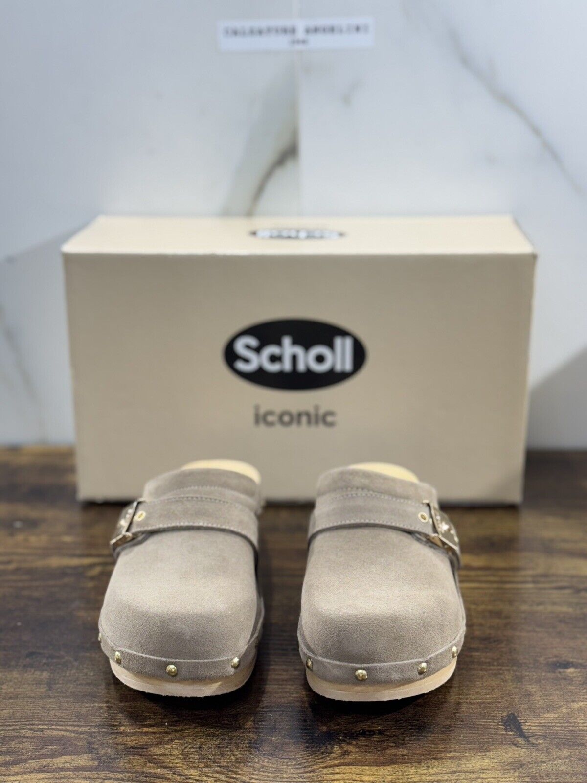 Scholl Iconic Zoccolo Donna Suede Beige Casual Clogs 40