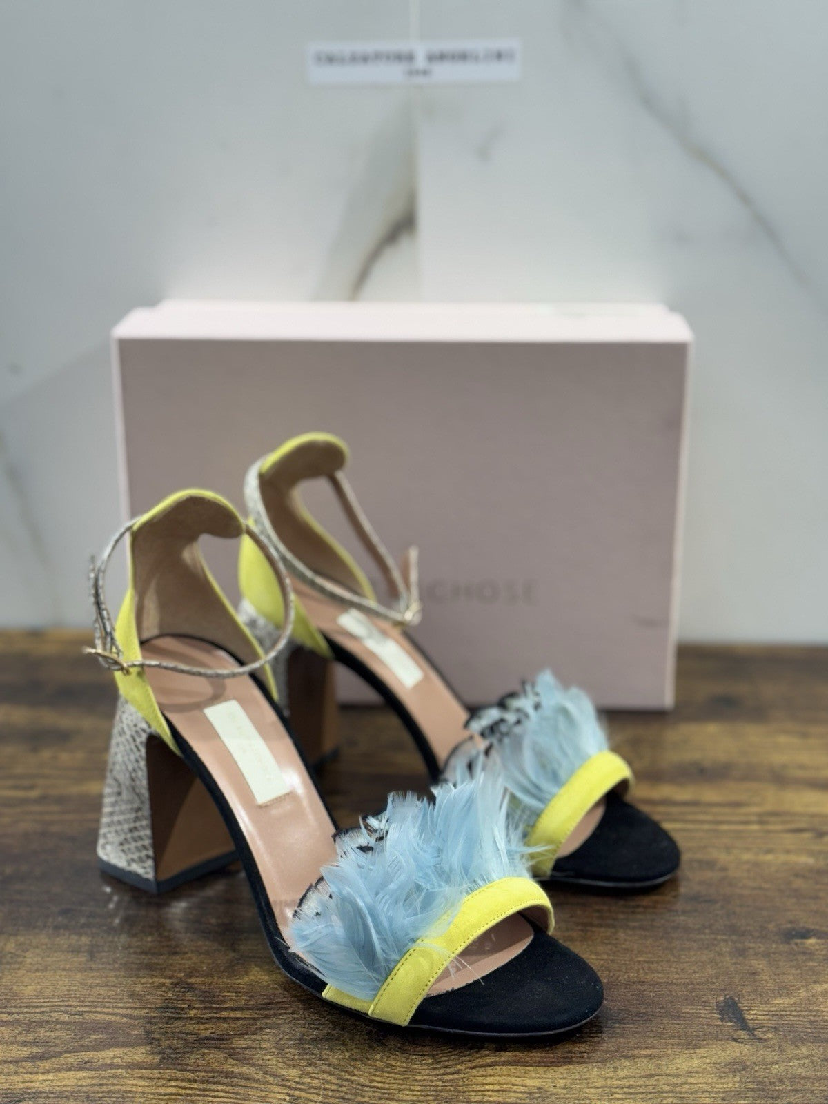 L’autrechose Sandalo  Suede  Nero Lemon Piume Casual Donna 40