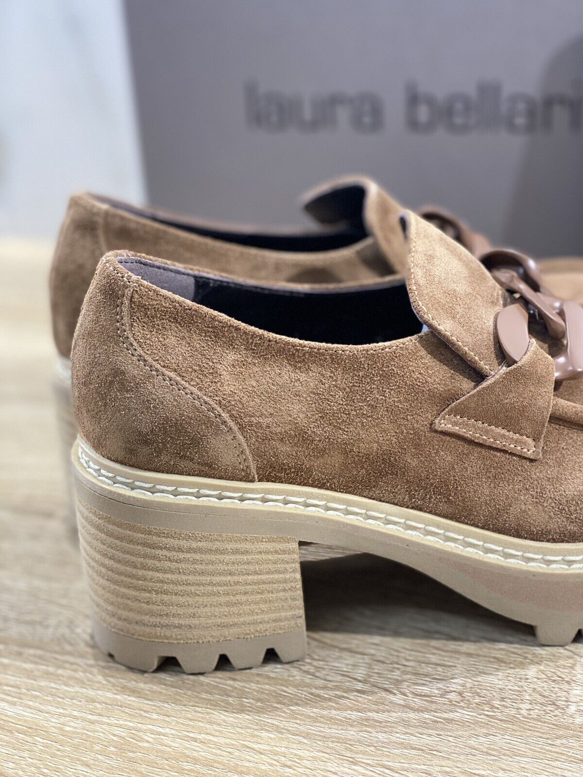 Laura Bellariva Mocassino donna suede cuoio tacco 37