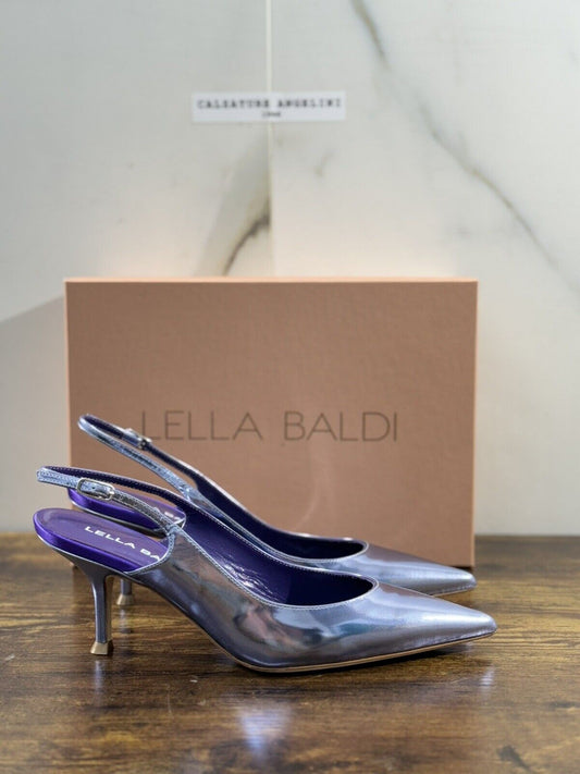 Lella Baldi Sandalo Donna Sling Back Specchio Viola    Luxury Woman Sandal 38