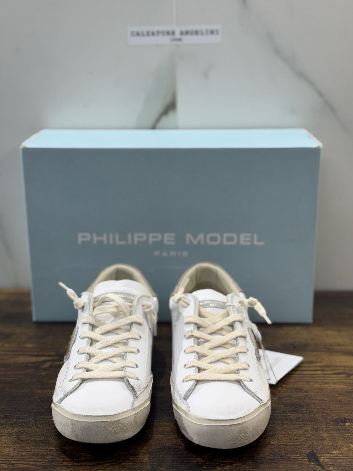 Philippe Model Paris Low Top  Sneaker Pelle Bianca   Donna 36