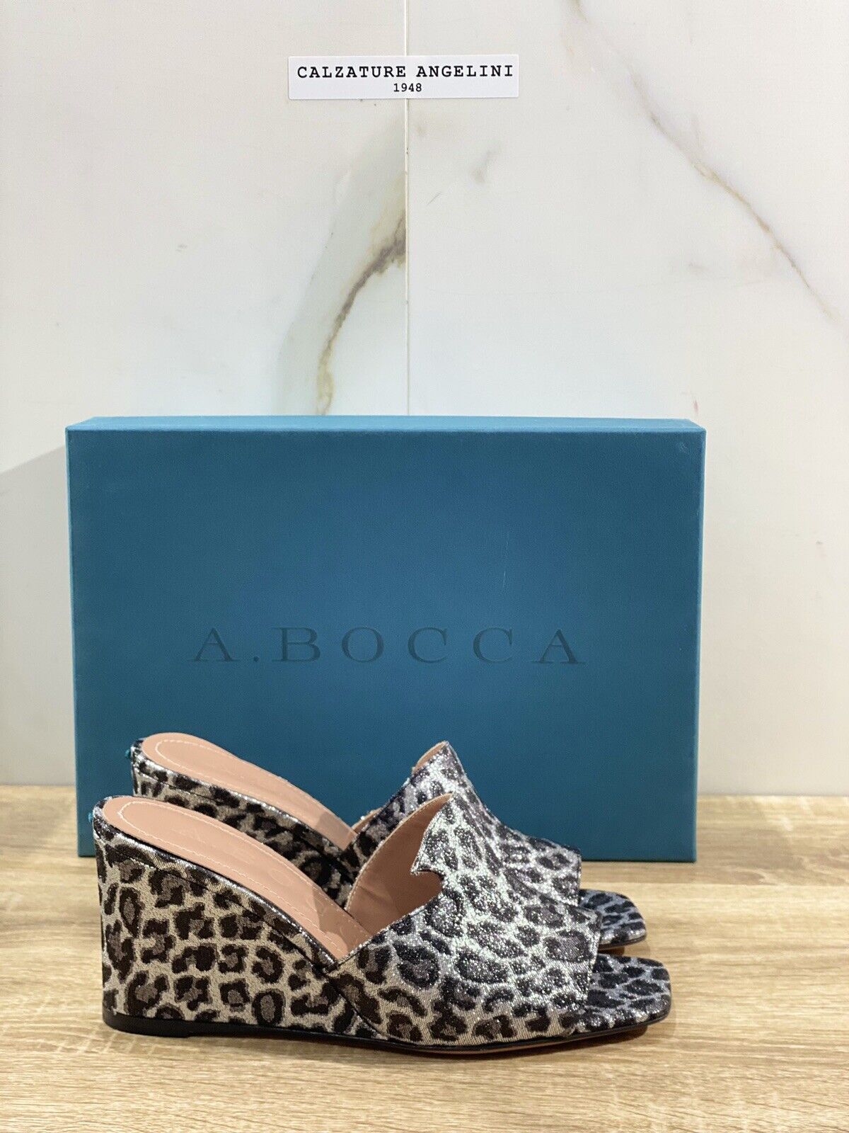 A.Bocca Sandalo Zeppa Donna Pelle Nero Glitter luxury woman Shoe  A.Bocca  39