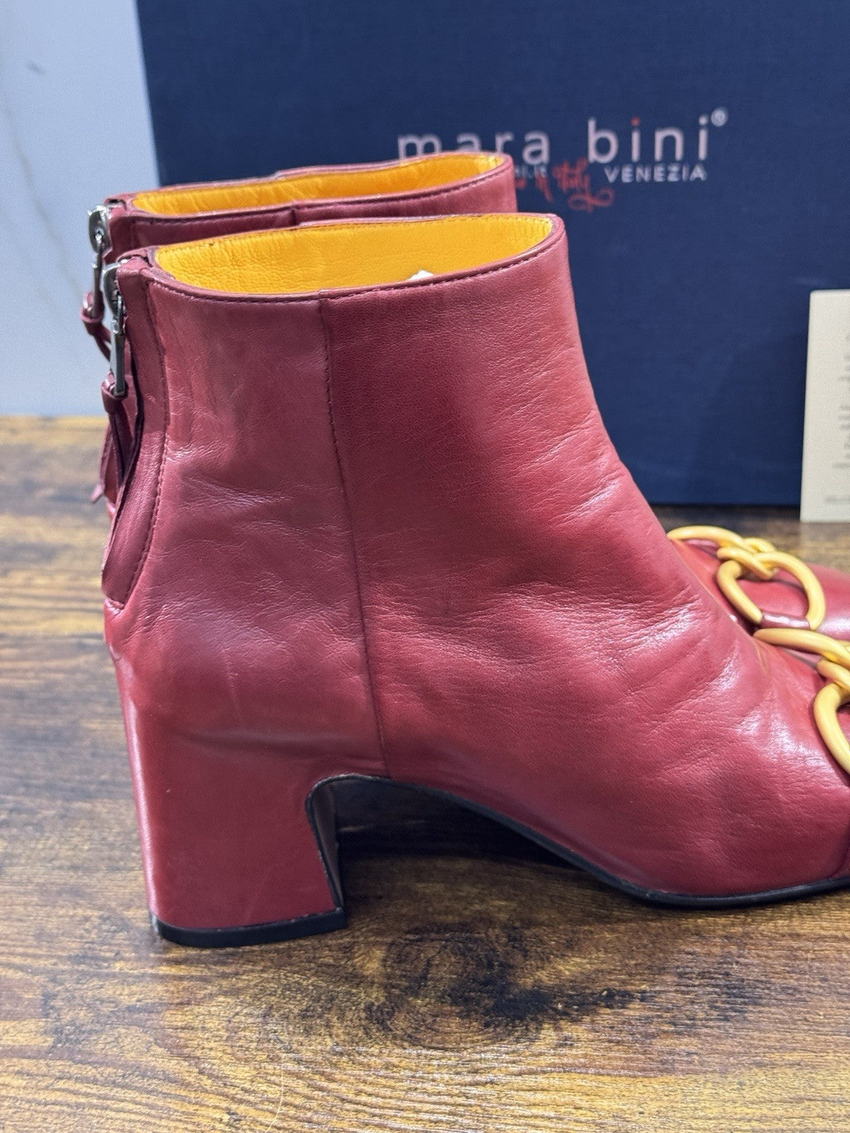 Mara Bini Stivaletto Donna Lavorazione A Sacchetto  Con Tacco Pelle Rosso 37.5