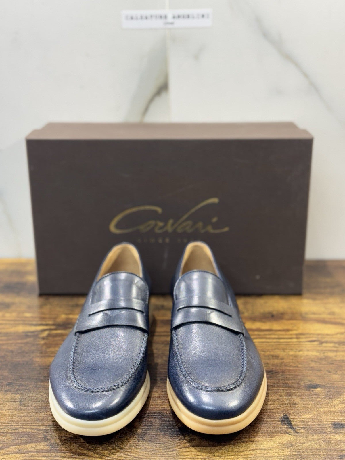 Corvari Scarpa Uomo Mocassino Summer Walk Pelle Blu  Casual Corvari Uomo 40
