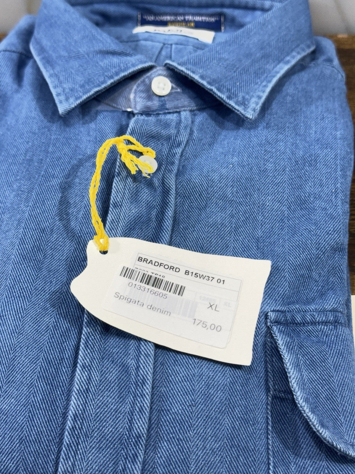 B.D BAGGIES CAMICIA BRADFORD  SPIGATA IN DENIM BLU AMERICAN ICON UOMO XL