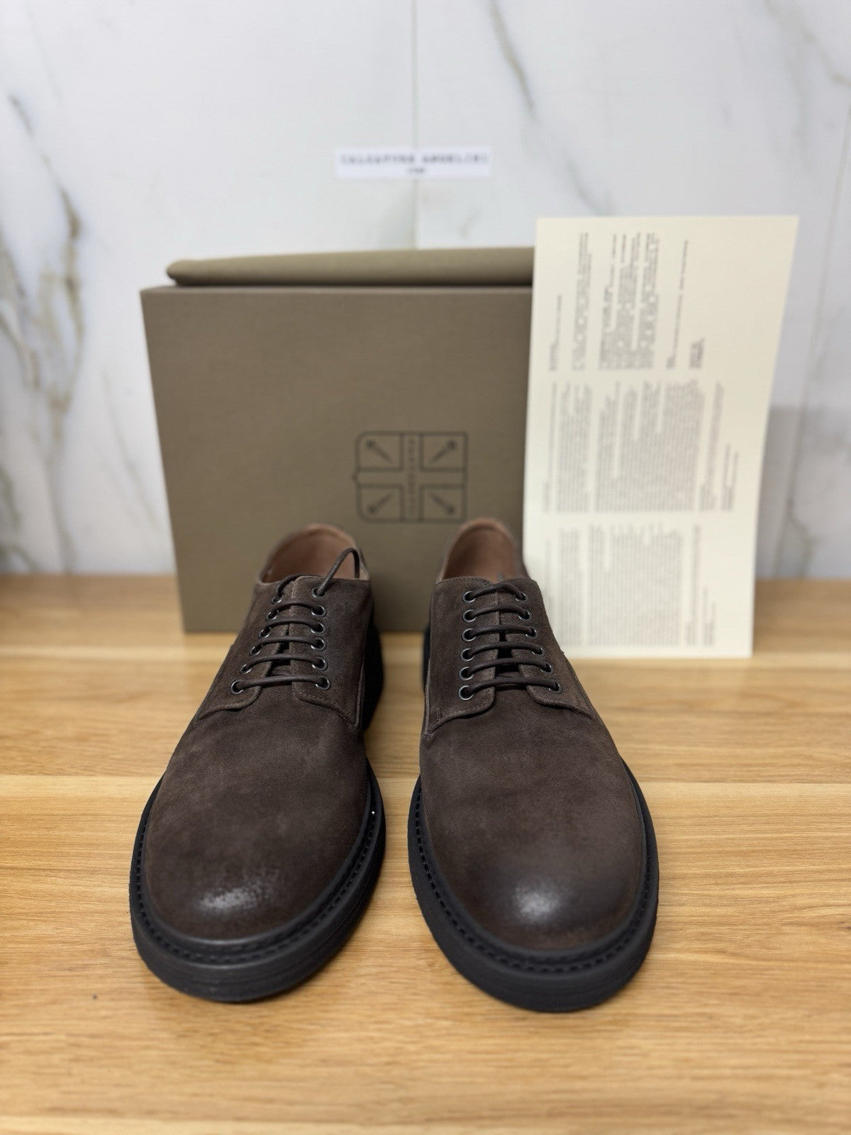 Pantanetti Scarpa Derby Pelle Suede Ebano  Extra light Casual Uomo 44