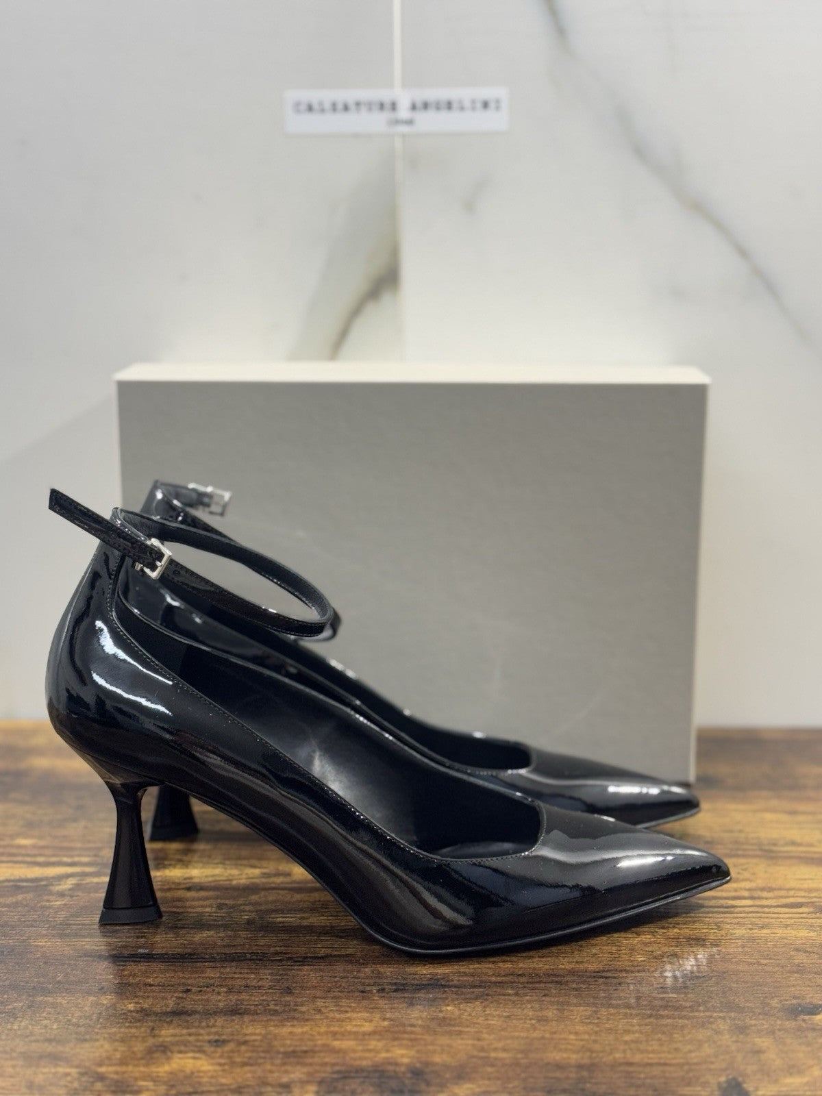 Sergio Levantesi Décolleté Pelle Nero Vernice  Luxury Made In Italy Donna 41