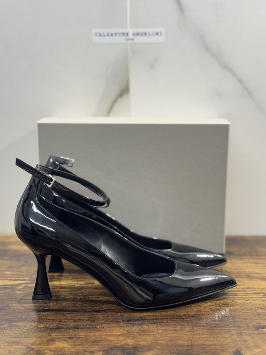 Sergio Levantesi Décolleté Pelle Nero Vernice  Luxury Made In Italy Donna 41
