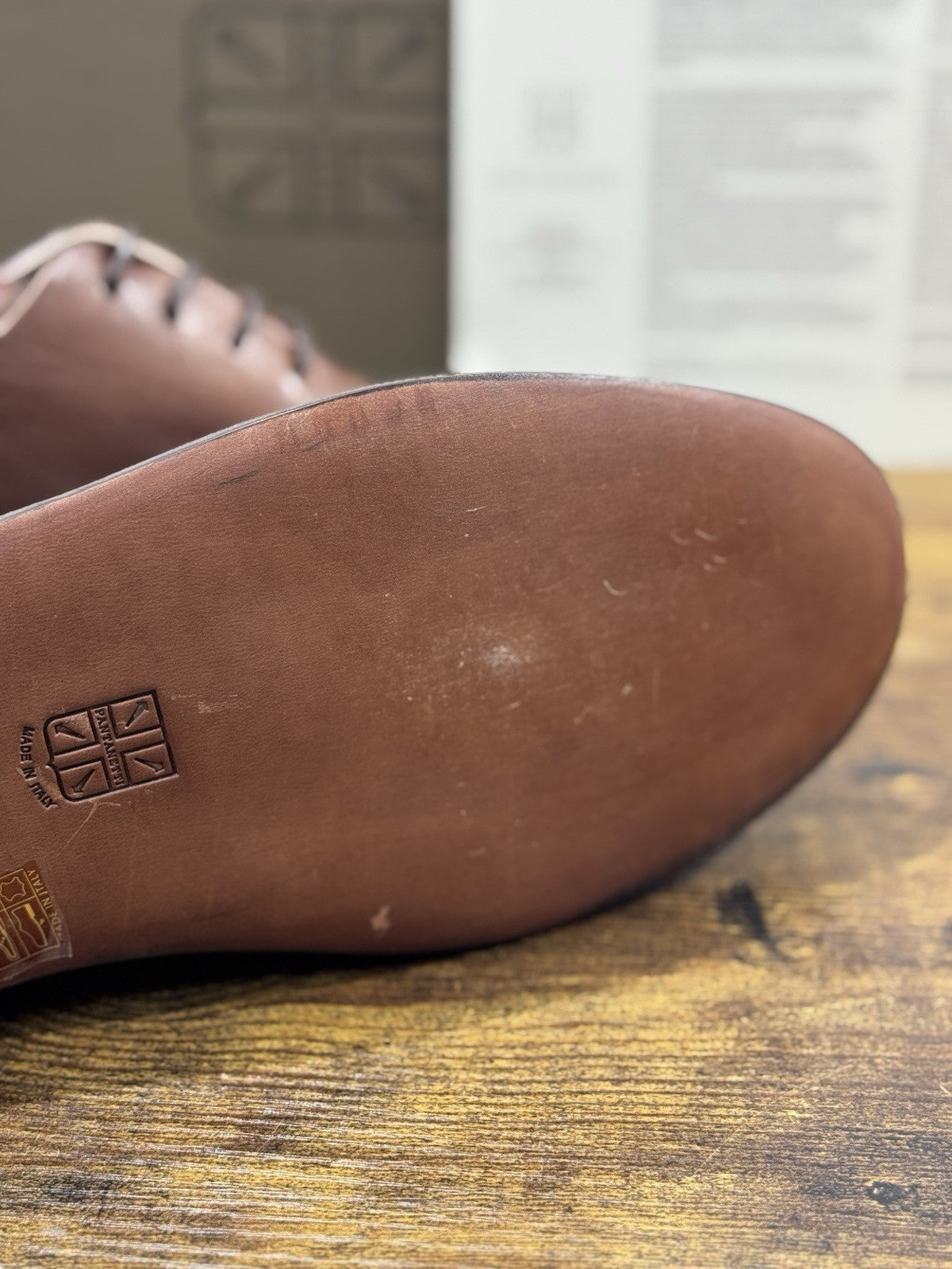 Pantanetti Derby   Pelle Mandorla   Fondo Cuoio Handmade In Italy Uomo 44