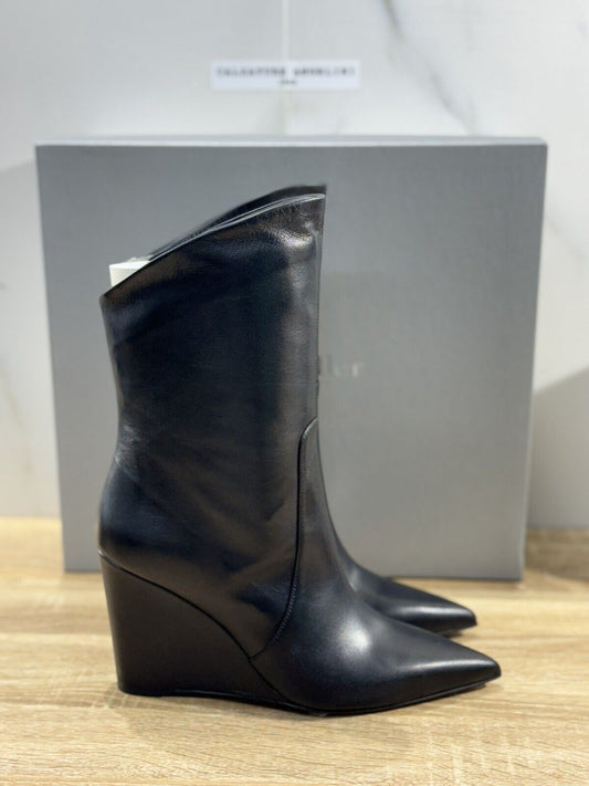 The Seller Stivaletto Donna Pelle Nero Zeppa   Handmade 39