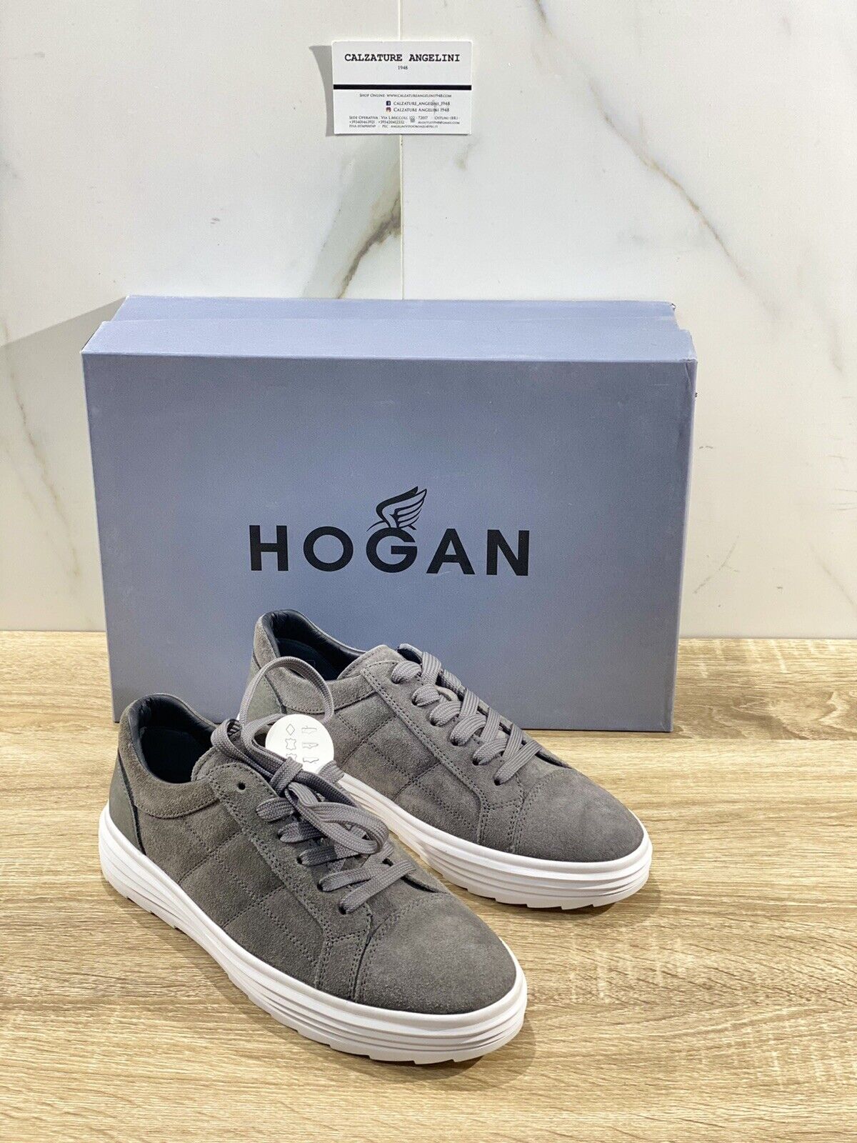 Hogan Scarpa Uomo H341 Sneaker In Suede Grigio Luxury Casual Shoes Hog CALZATURE ANGELINI 1948