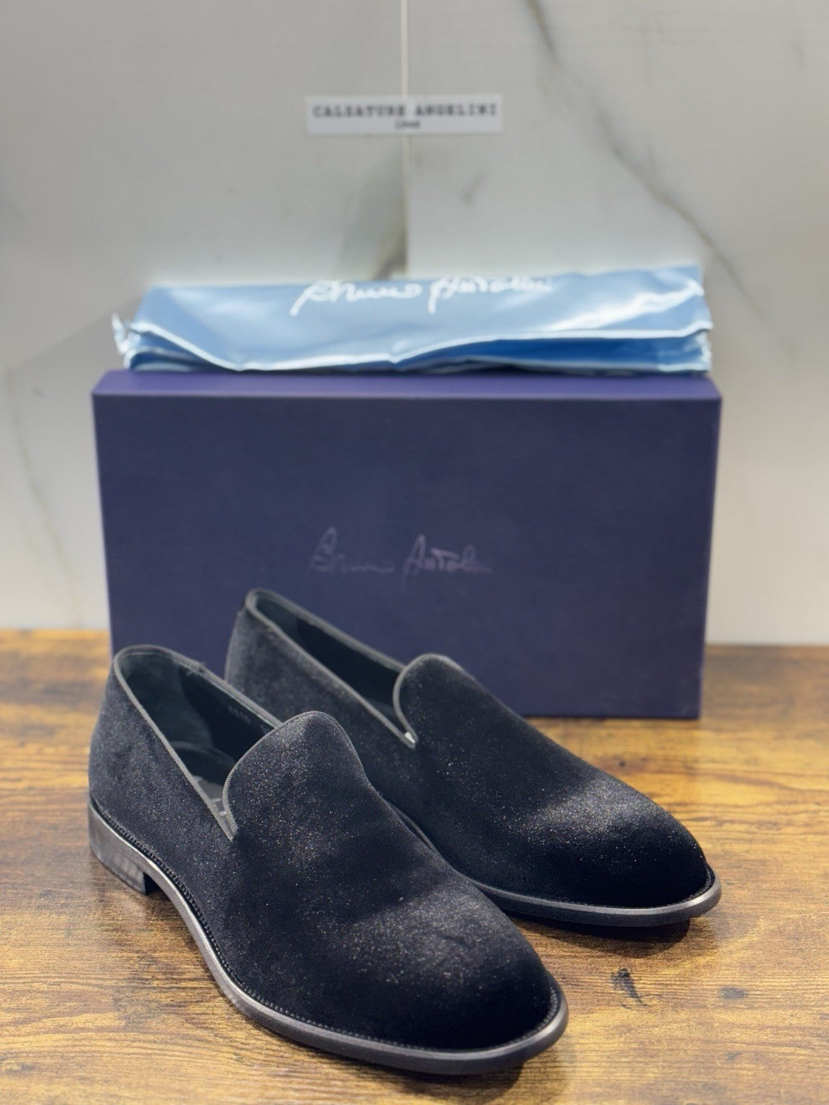 Bruno Antolini Mocassino Uomo Velluto Nero Elegante 43.5