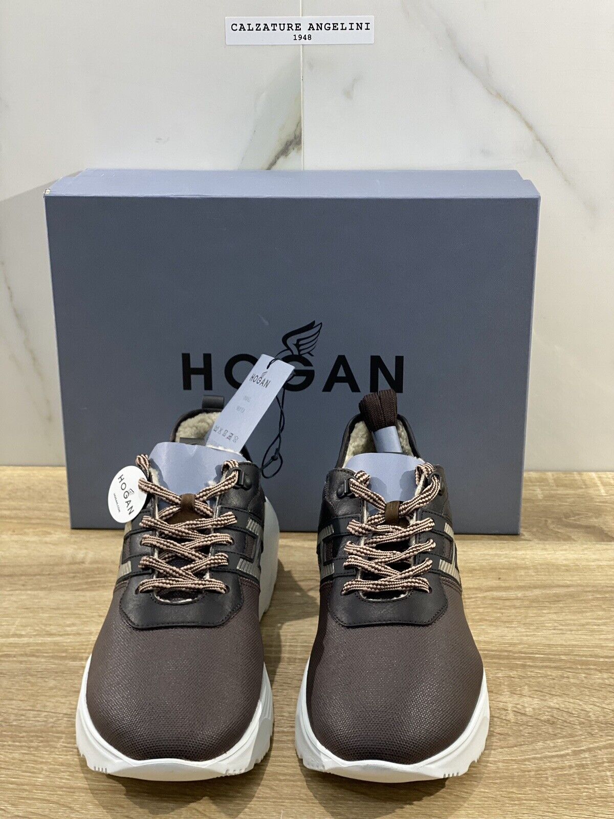 Hogan Active one uomo sneaker pelle Marrone Fur luxury hogan men sneaker 44