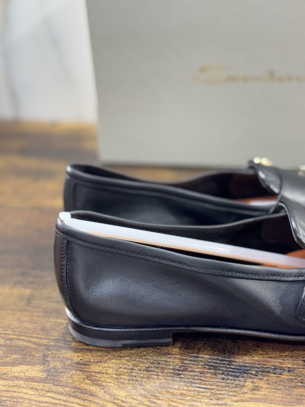 Santoni Mocassino Pelle Nera Doppia Fibbia  Luxury Santoni Goodyear  Donna 38