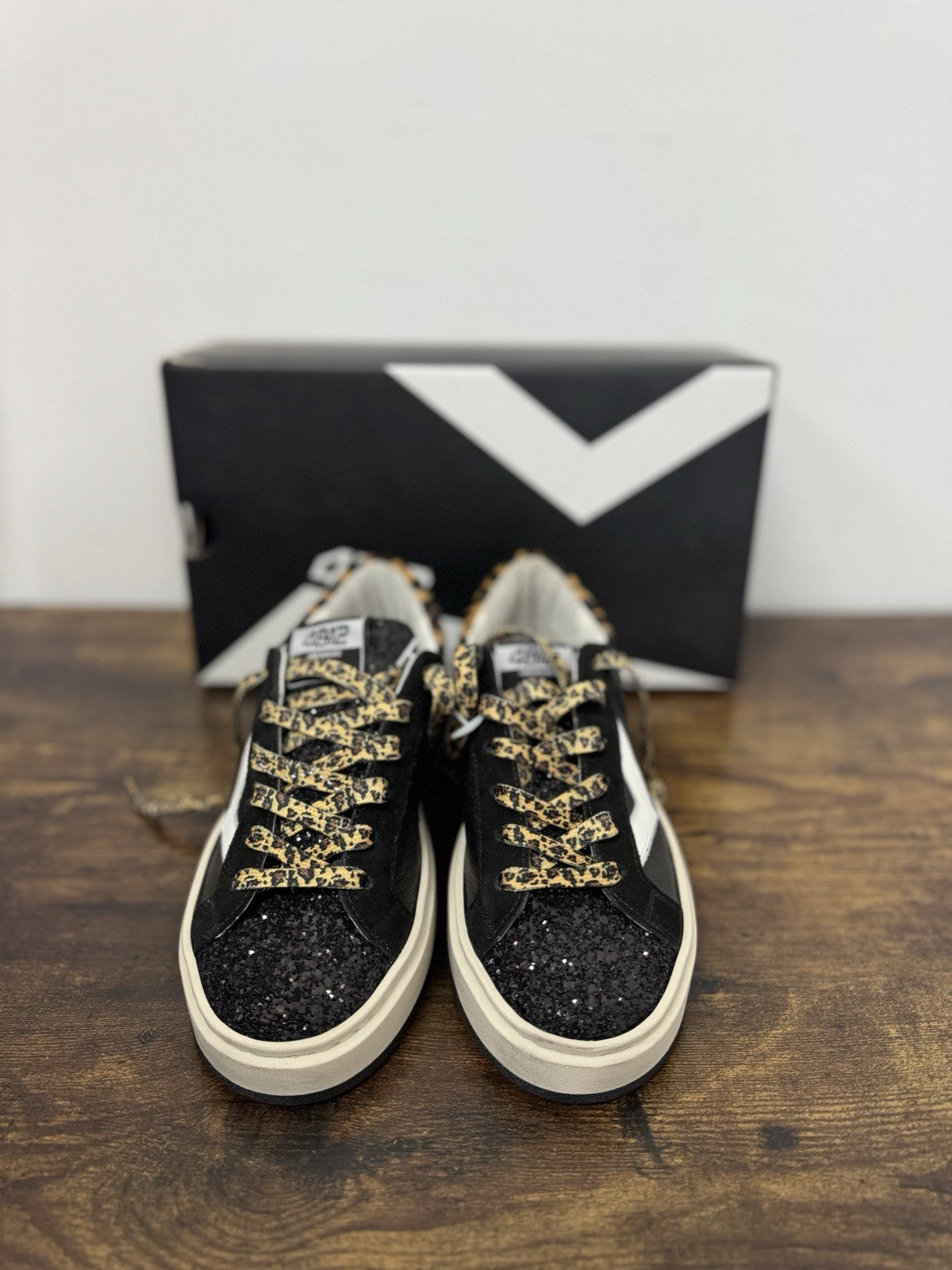 4B12 Sneaker Evo Pelle Nera  Leopard Casual Scarpa Donna 35