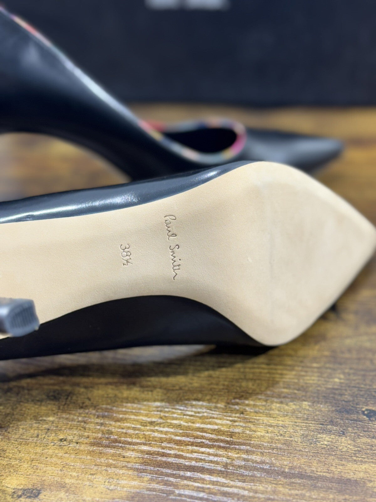 Paul Smith Decollete’ Icon Blanche In Pelle Nera Con Tacco 38.5