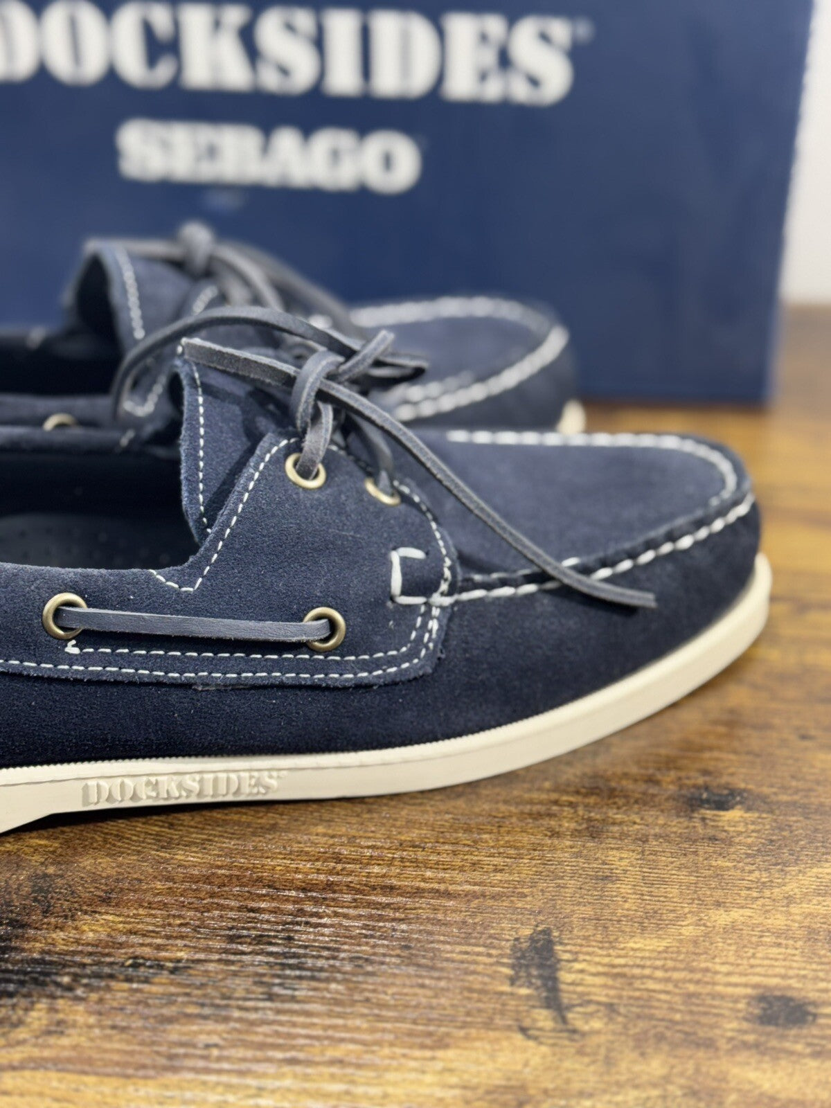 Sebago Docksides Portland Suede Blu   Scarpa Da Barca Uomo Sebago 46.5