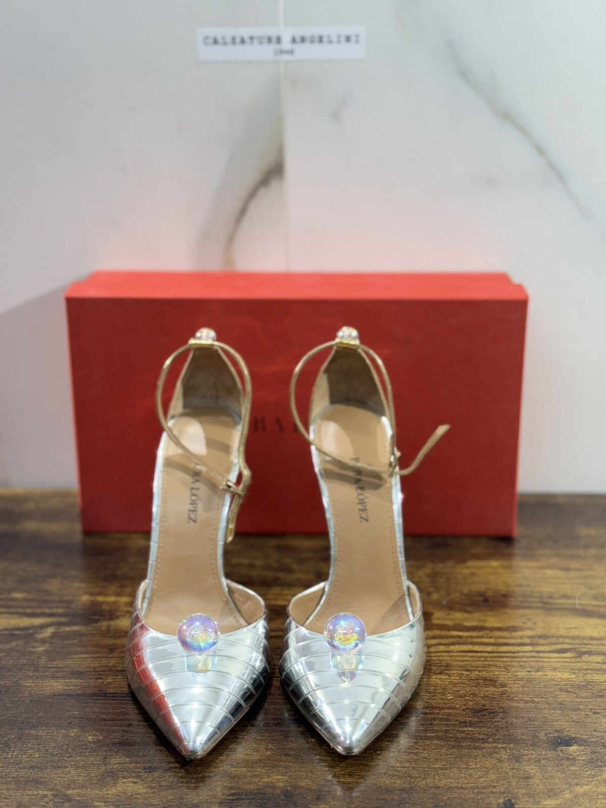 Pura Lopez Sandalo Donna Pelle Silver Gold Casual Sandal 38