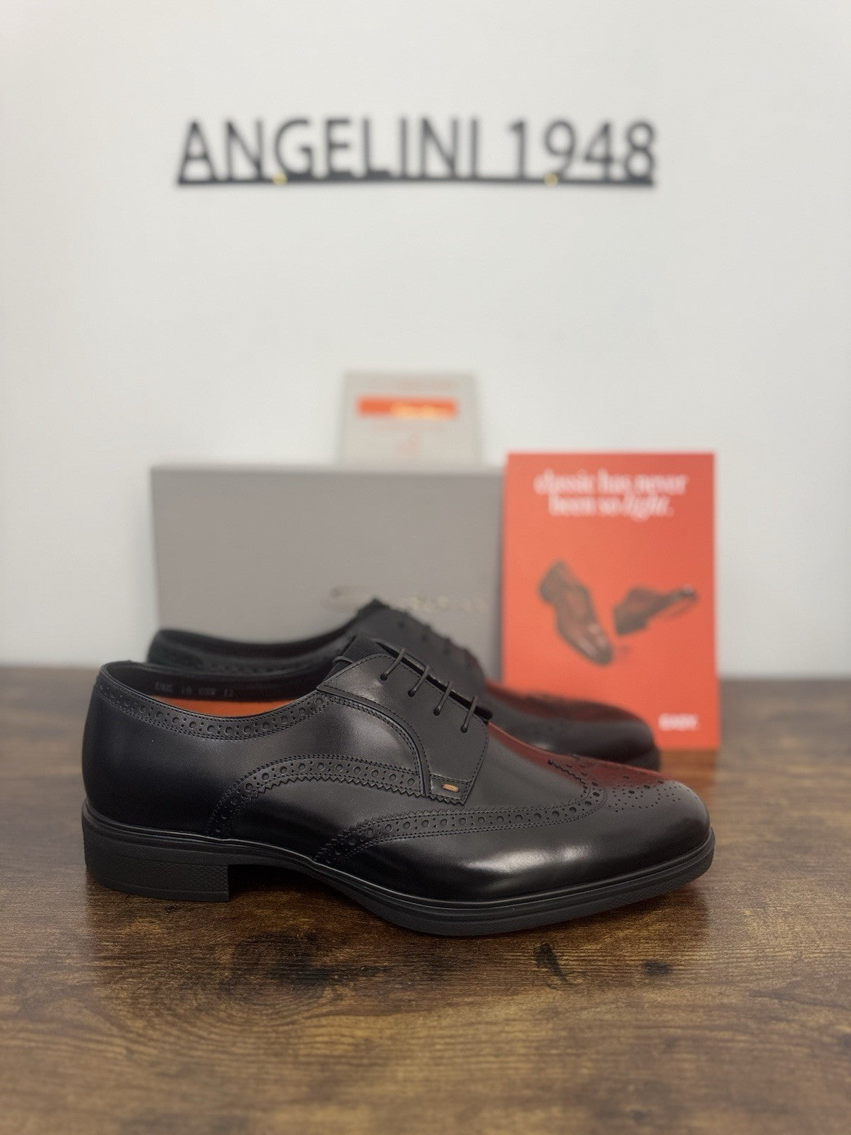 Santoni Stringata Derby Easy On Pelle Nero  Luxury Santoni Scarpa Uomo 44