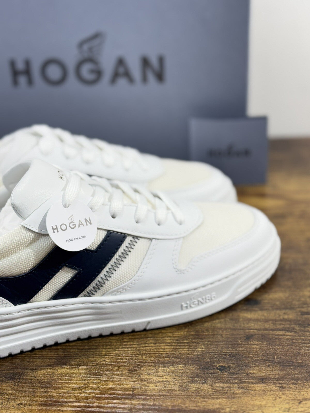 Hogan H630     sneaker Pelle Blu Bianca     memory foam Luxury Hogan Men 40.5
