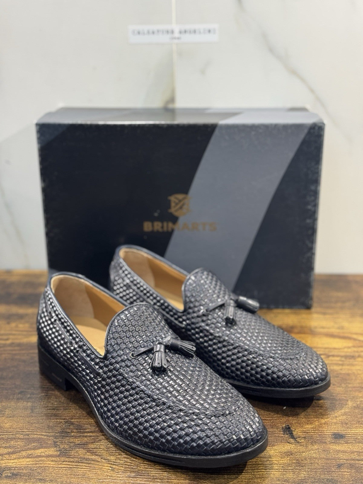 Brimarts Mocassino Uomo Intrecciato Pelle Blu 44