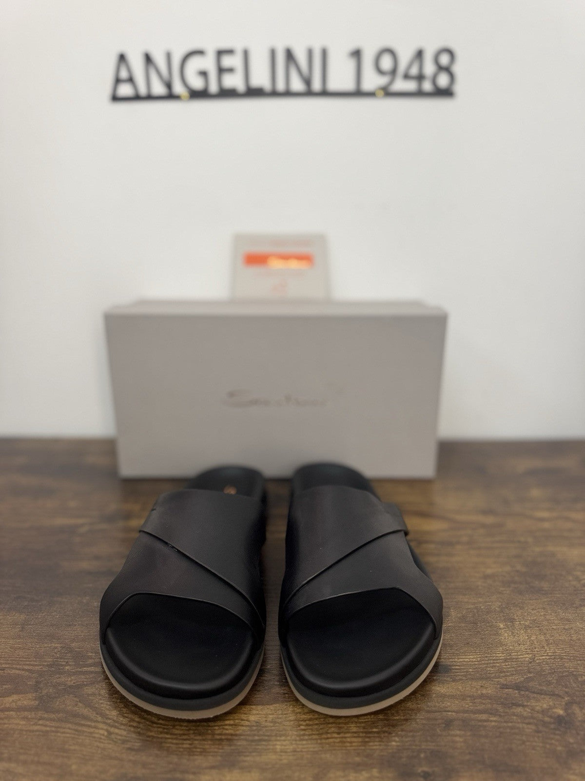 Santoni Sandalo Pelle Nera Luxury Santoni Sandal Uomo 43