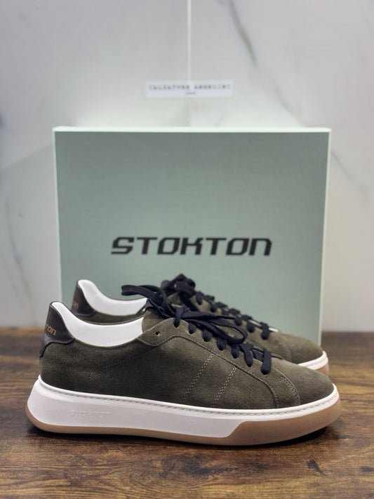 Stokton Sneaker Pelle Suede Verdone  100% Made In Italy Uomo 43