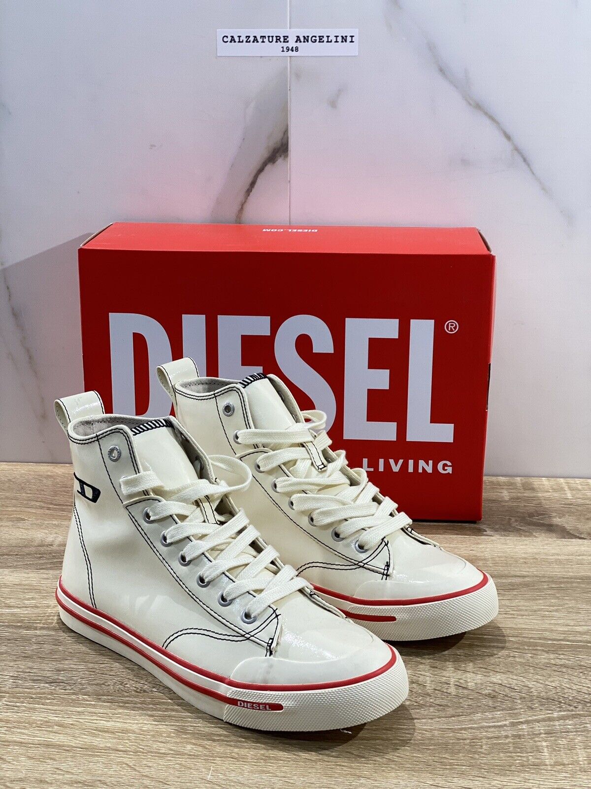 Diesel Sneaker donna S- A thos Mid W Bianca Casual Hi top Sneaker Diesel 40