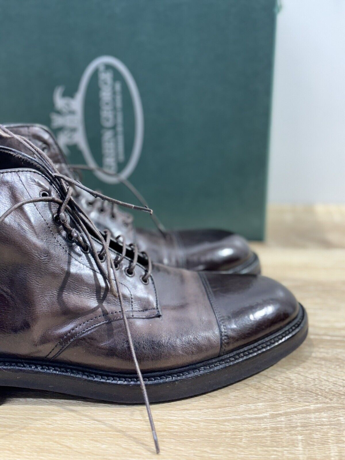 Green George Stivaletto Uomo Pelle Marrone  Luxury Handmade Men Boot 40