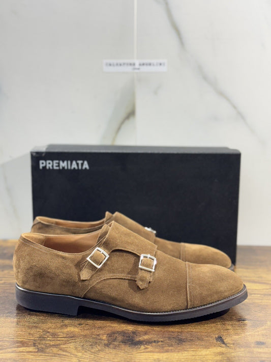 Premiata Scarpa Uomo Doppia Fibbia Suede Sigaro Fondo Vibram 44