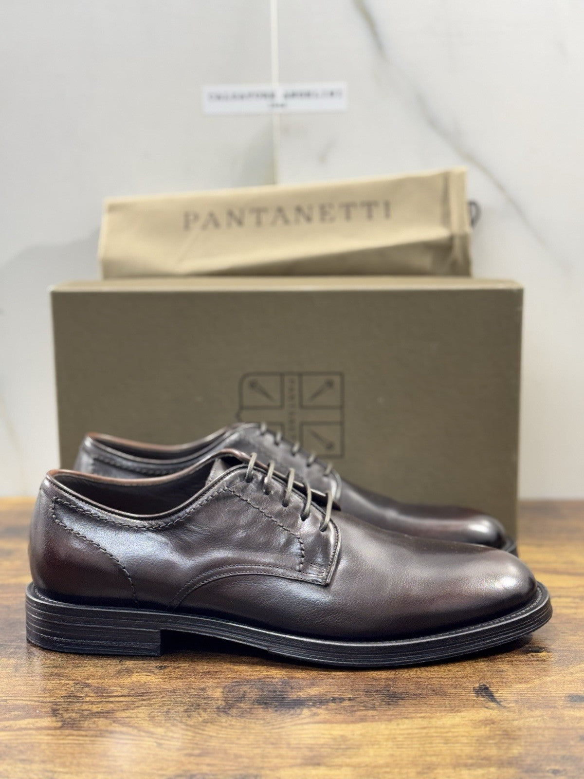 Pantanetti Derby Uomo Pelle Tabacco Casual Luxury Men Shoe 43