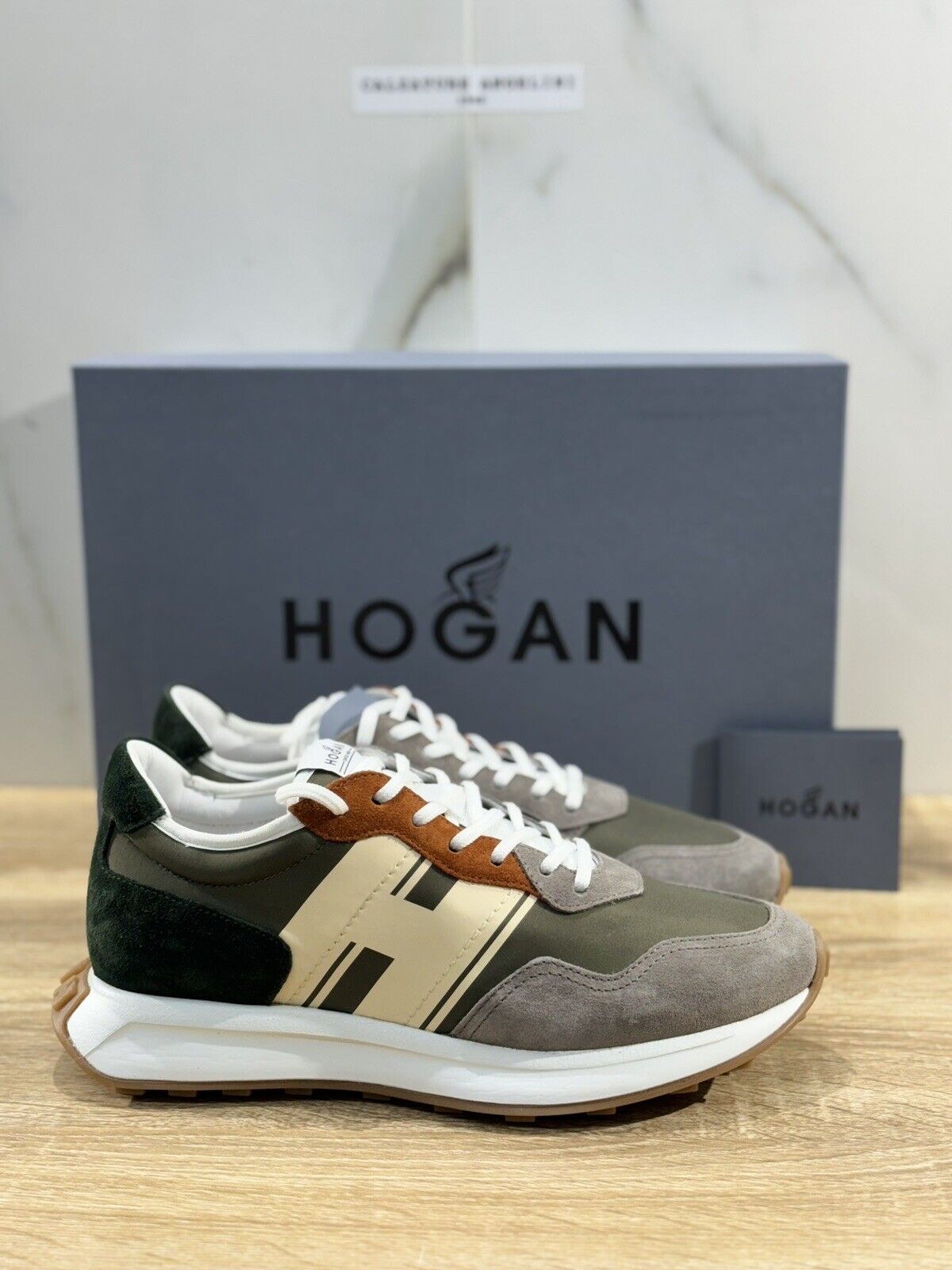 Hogan H601 uomo sneaker Pelle Verdone memory foam Luxury Hogan Men Shoes 40.5