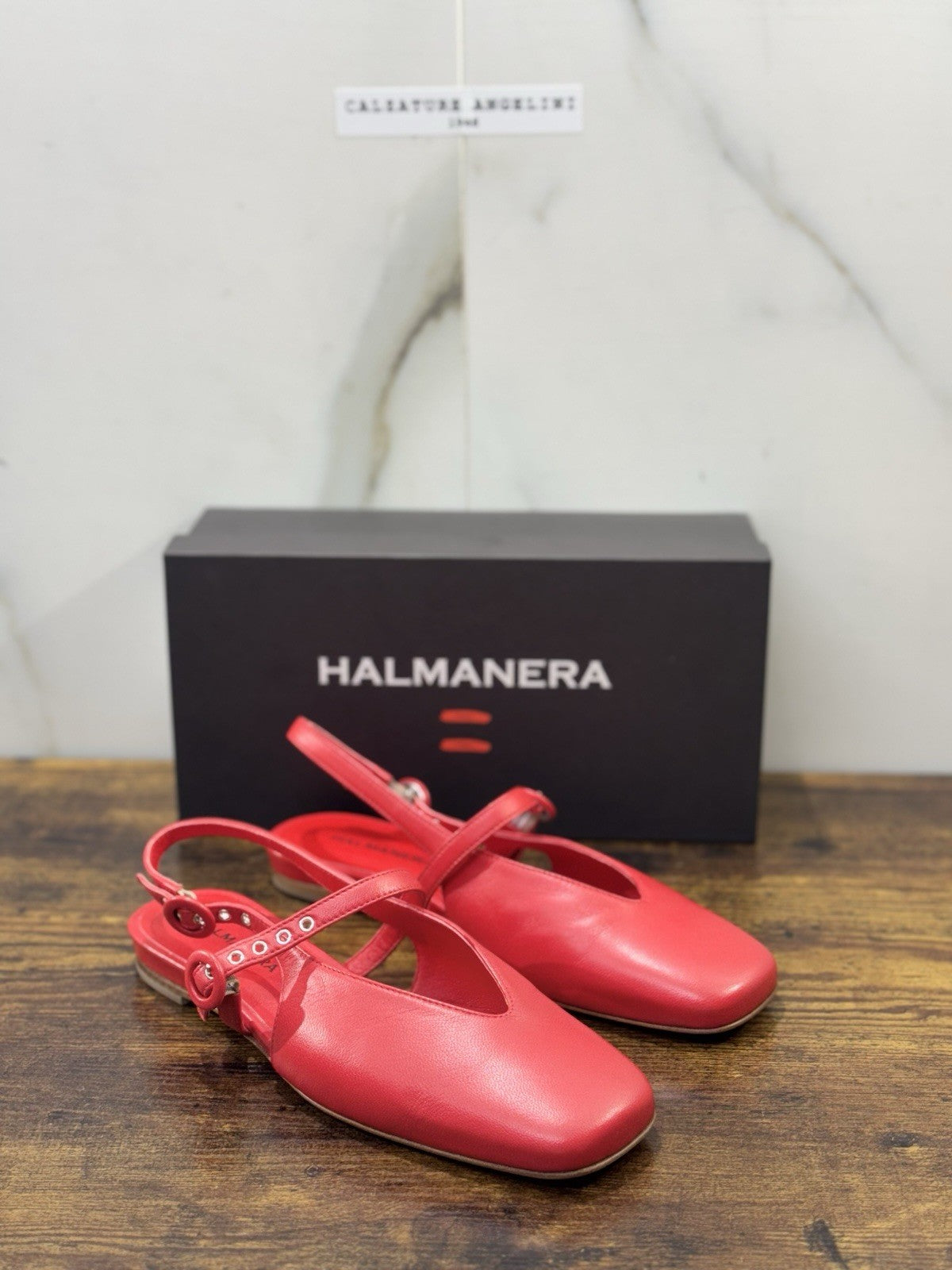 Halmanera Sling Back Pelle Rossa Top Quality Donna 38
