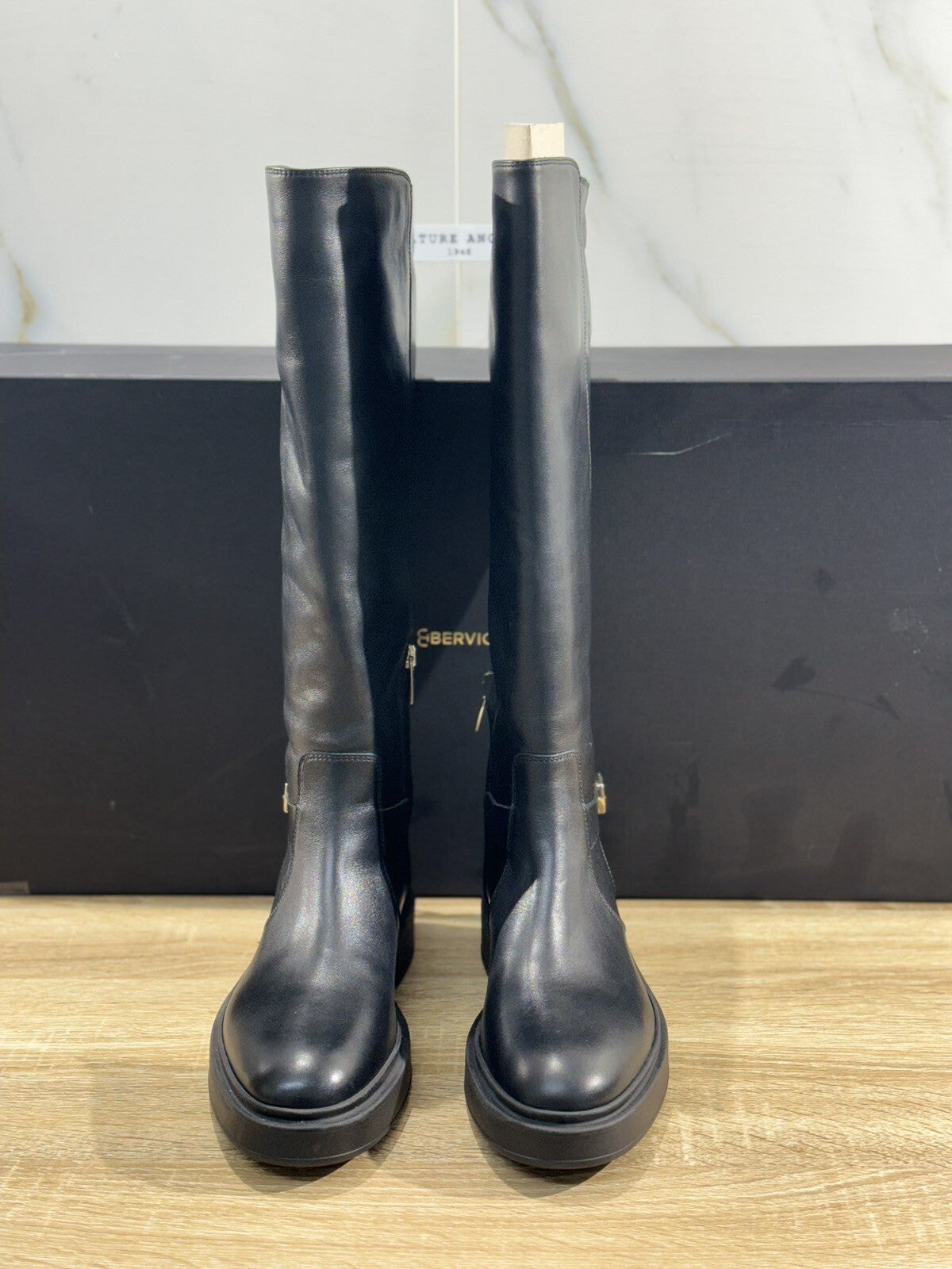 Angelo Bervicato Stivale Donna Pelle  Nero  Luxury Handmade Boot 37