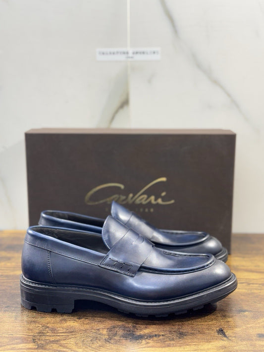 Corvari Mocassino Uomo  Pelle Blu   Luxury Men  Shoes 44