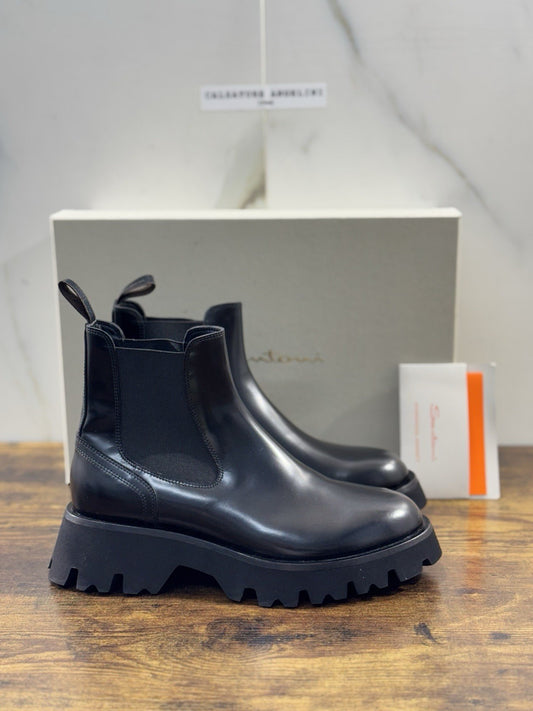 Santoni Chelsea Boot Pelle Nero Scarpa Santoni Donna 36