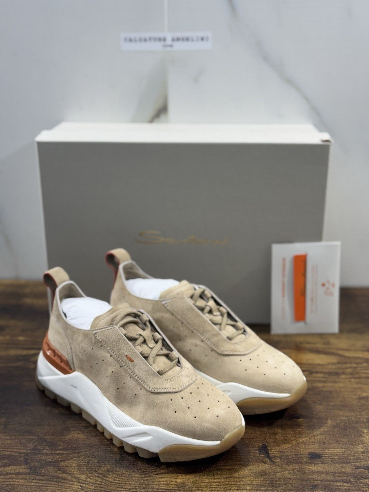 Santoni Innova Sneaker Suede Beige  Luxury Scarpe Santoni Donna 35