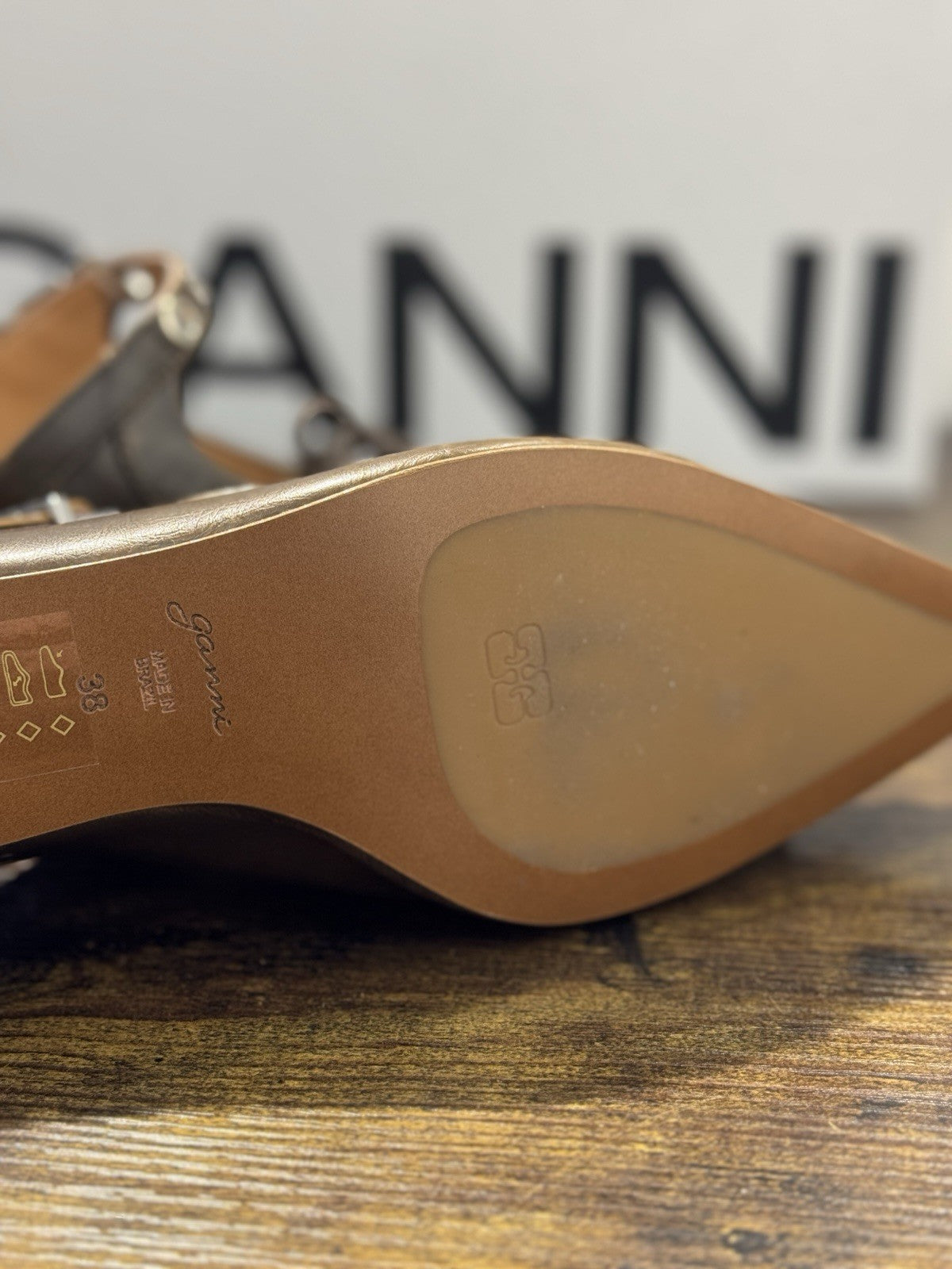 Ganni Mule Lace Up Pelle Marrone Casual Ganni Scarpa Donna 38