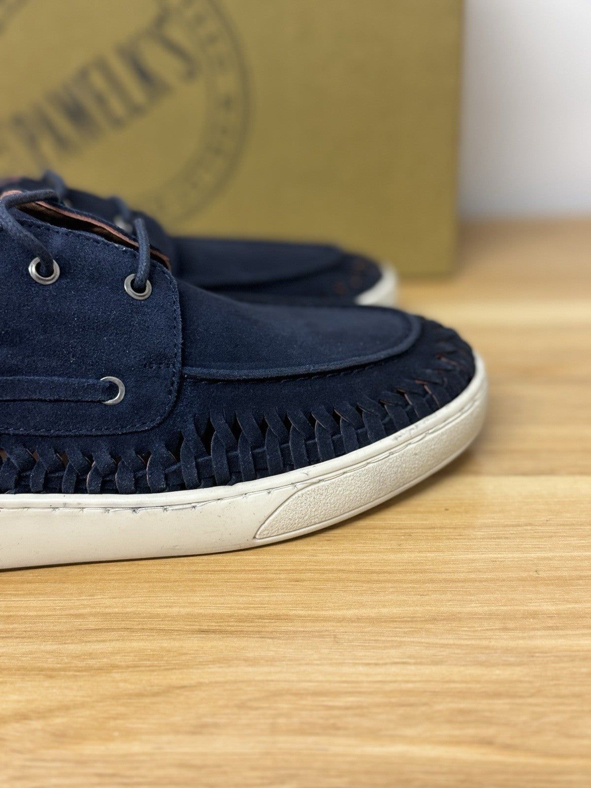 Pawelk’s Boat Shoes Pelle Suede Navy         Hand   Made  In Italy   Uomo 45
