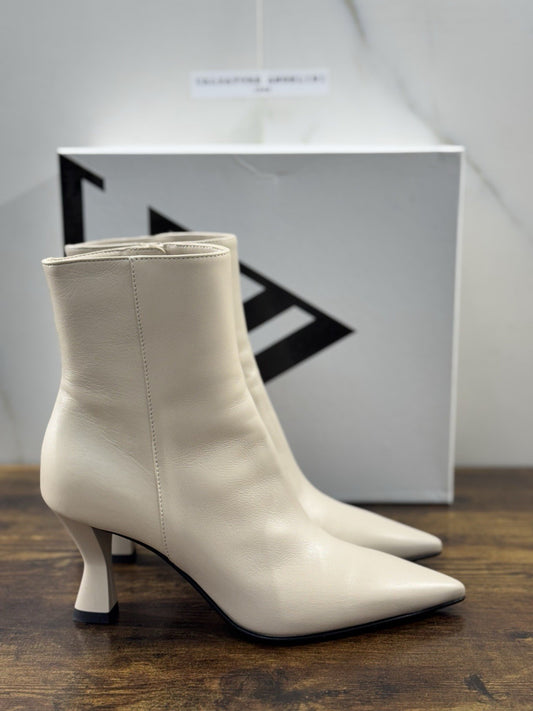 Giampaolo Viozzi Stivaletto Donna Pelle Tapioca Con Tacco Made In Italy 36