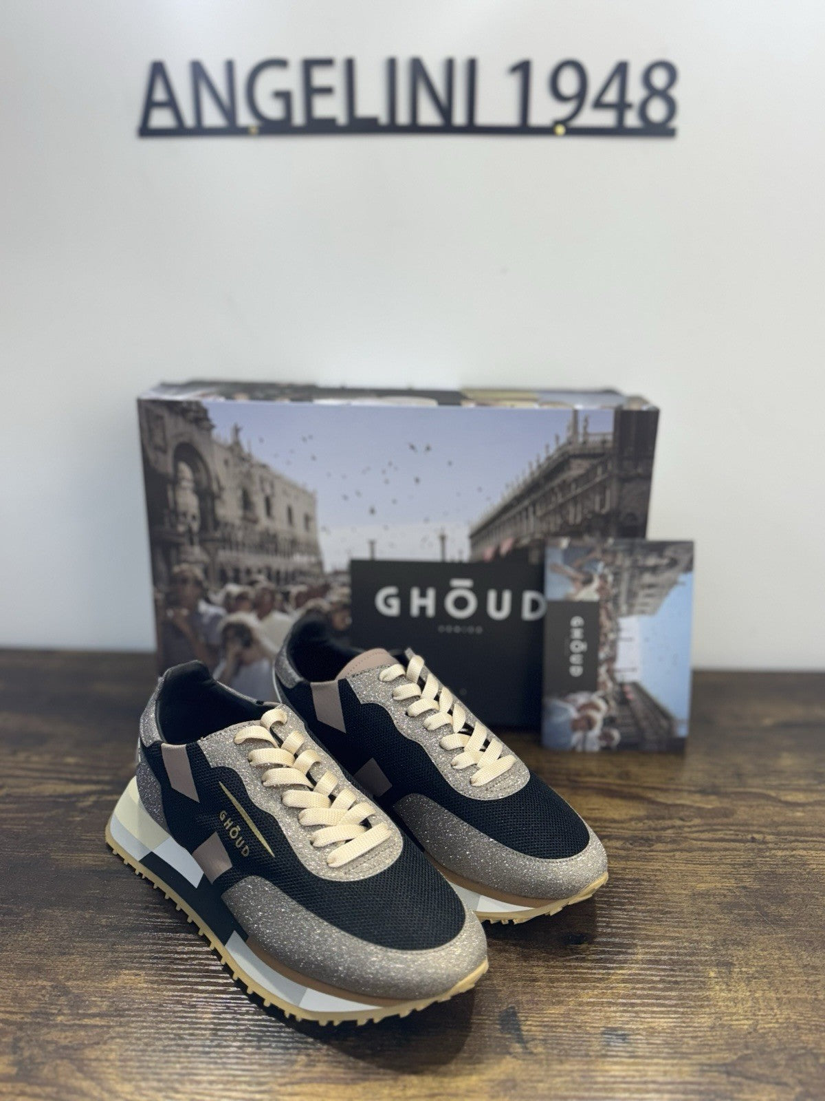 Ghoud Sneaker Donna Rush  Pelle Beige Nero   Casual Woman Sneaker 35