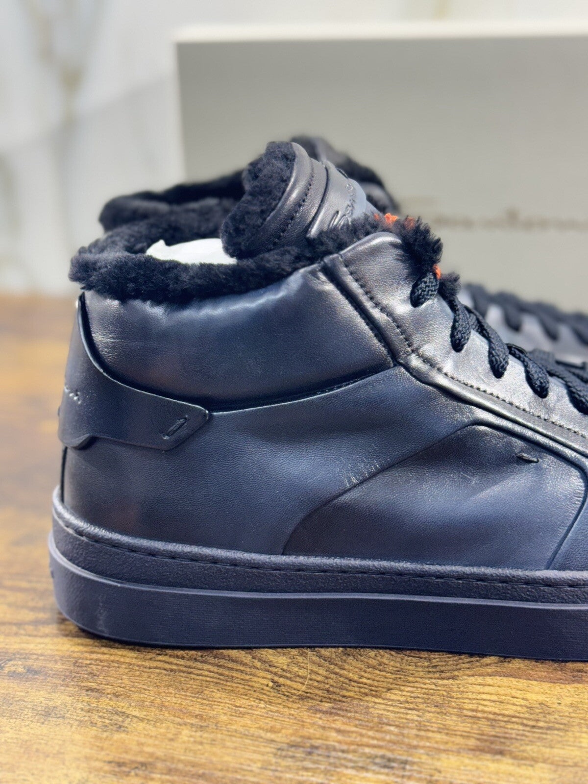 Santoni Sneaker Uomo High Top  Pelle Blu   Luxury Men Santoni Shoes Icon 10