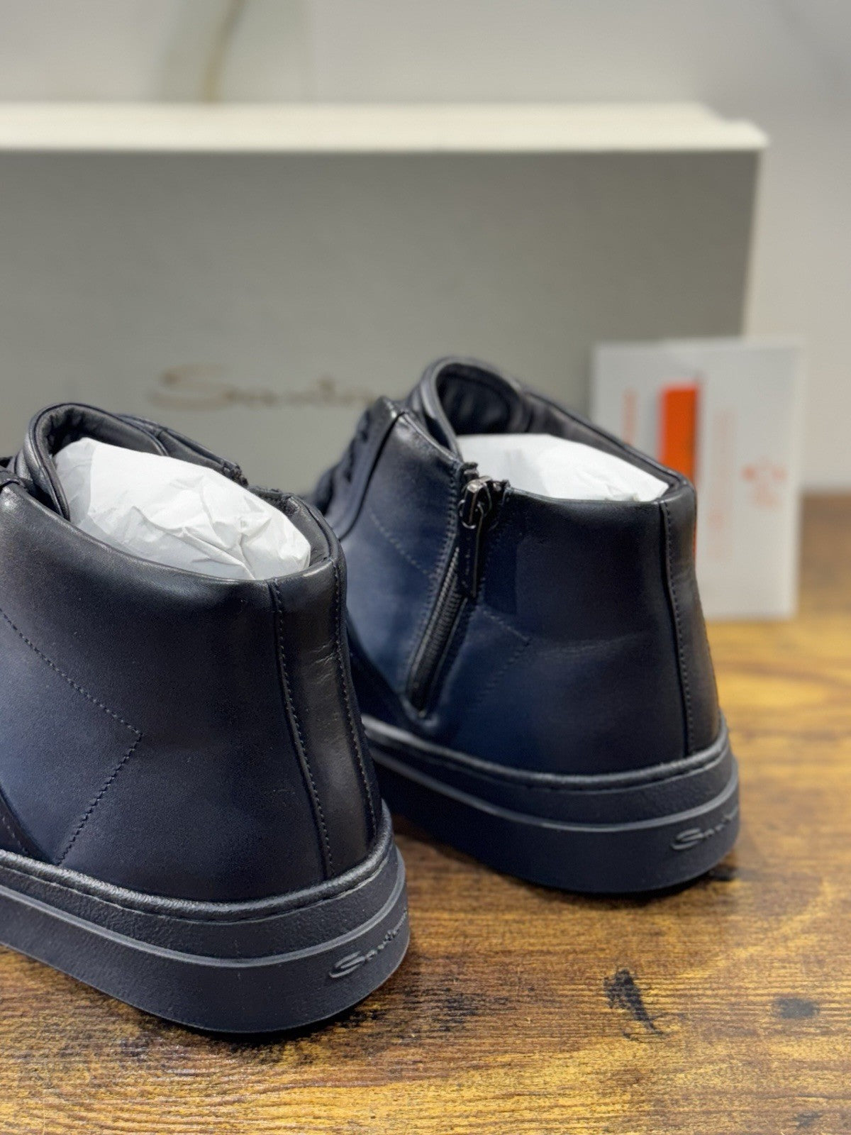 Santoni Sneaker Pelle Blu Luxury Men Santoni Shoes Icon Uomo 41