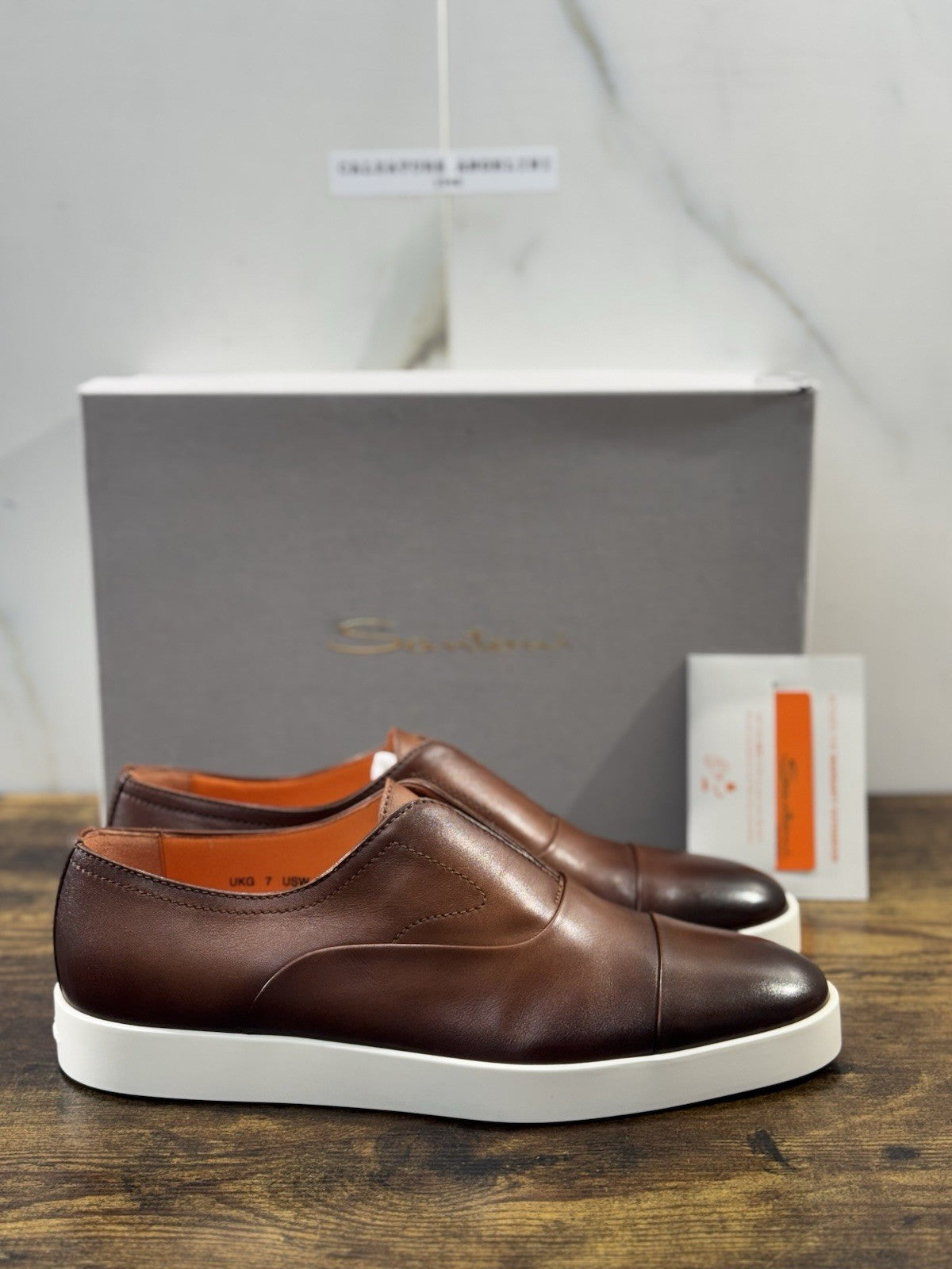 Santoni Scarpa Uomo Pelle Cuoio No Lace Luxury Santoni Uomo 41